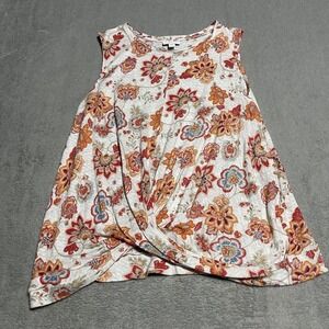 J Jill Love Linen Top Womens Large Tropical Stretch Lightweight Swing Floral‎